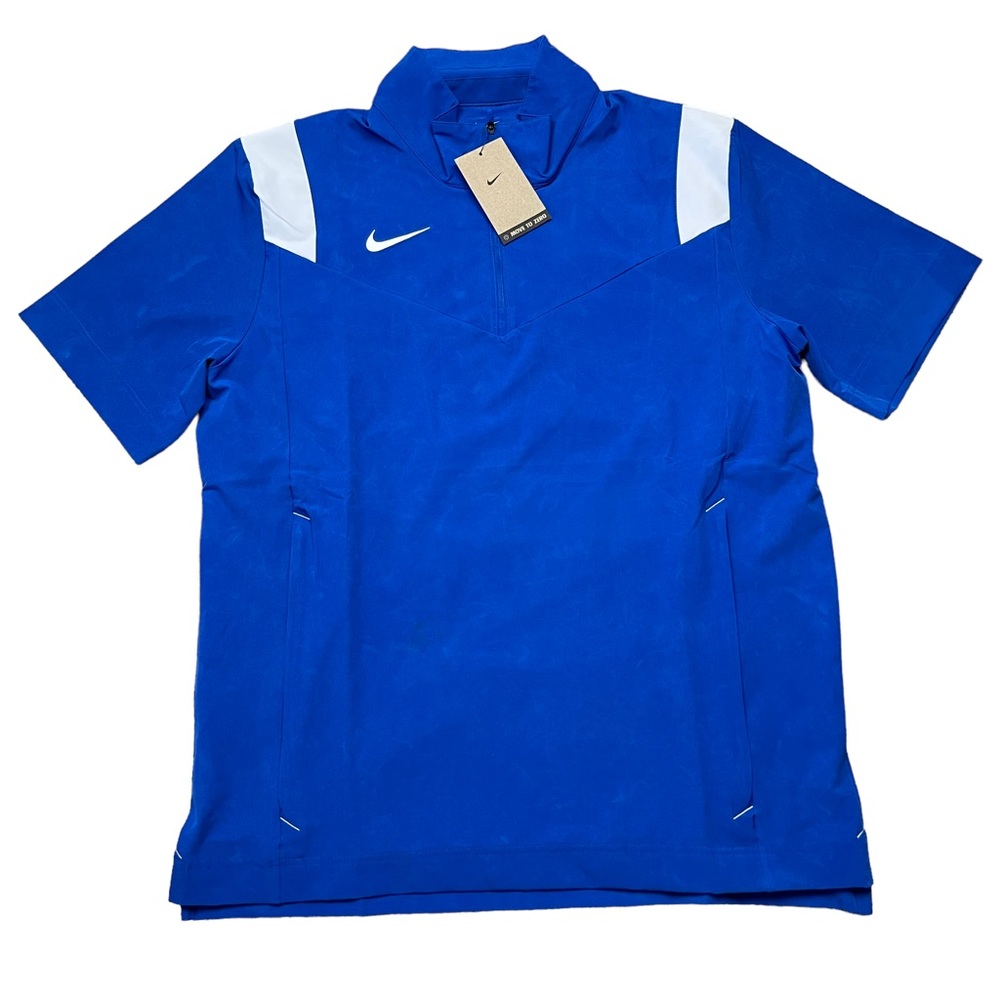 New Nike Lightweight Short Sleeve Coaches Jacket DJ5113-496 Blue White Men’s L